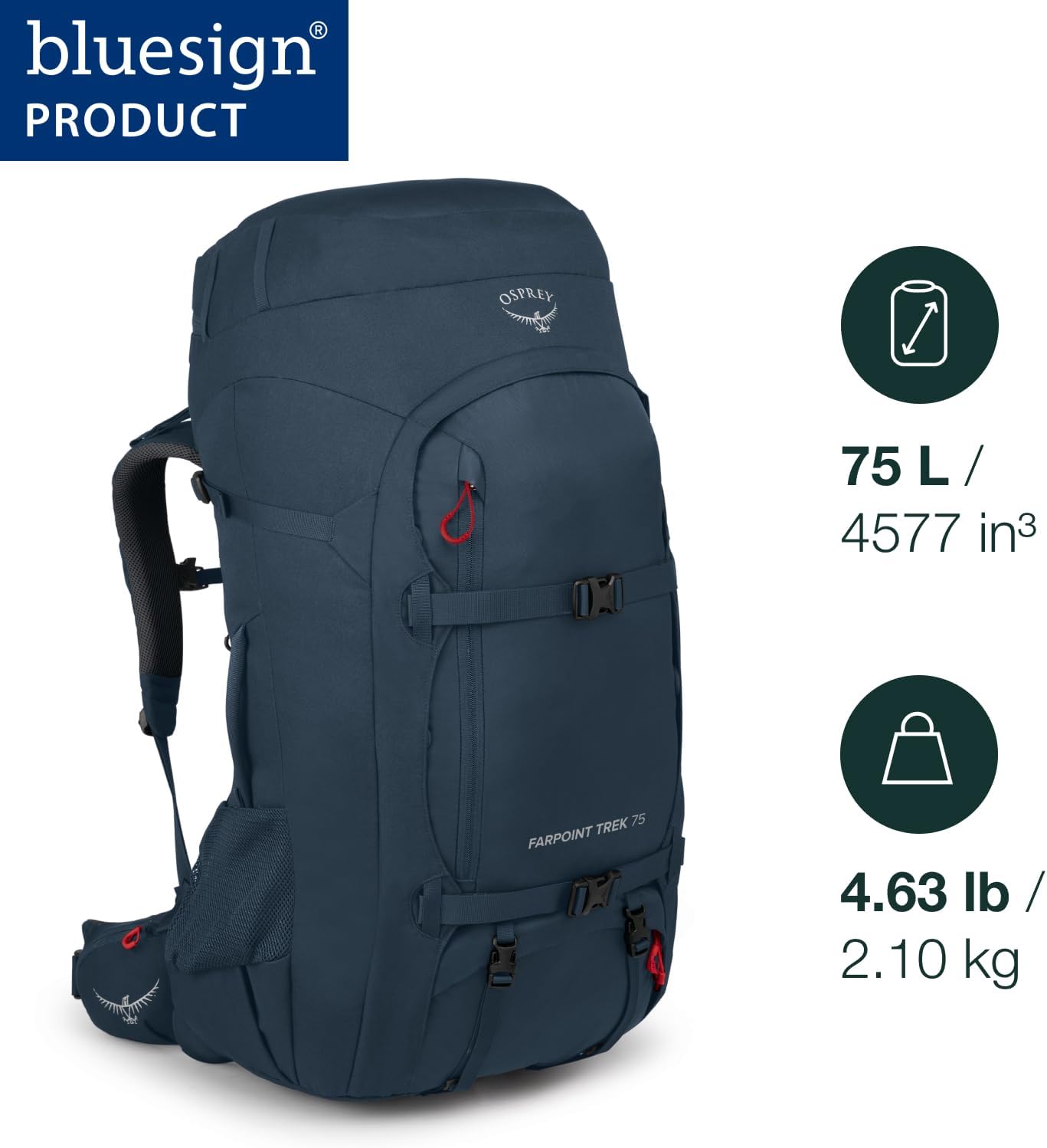 Osprey Farpoint Trek 55L Mens Travel Backpack Muted Space BlueMuted Space Blue