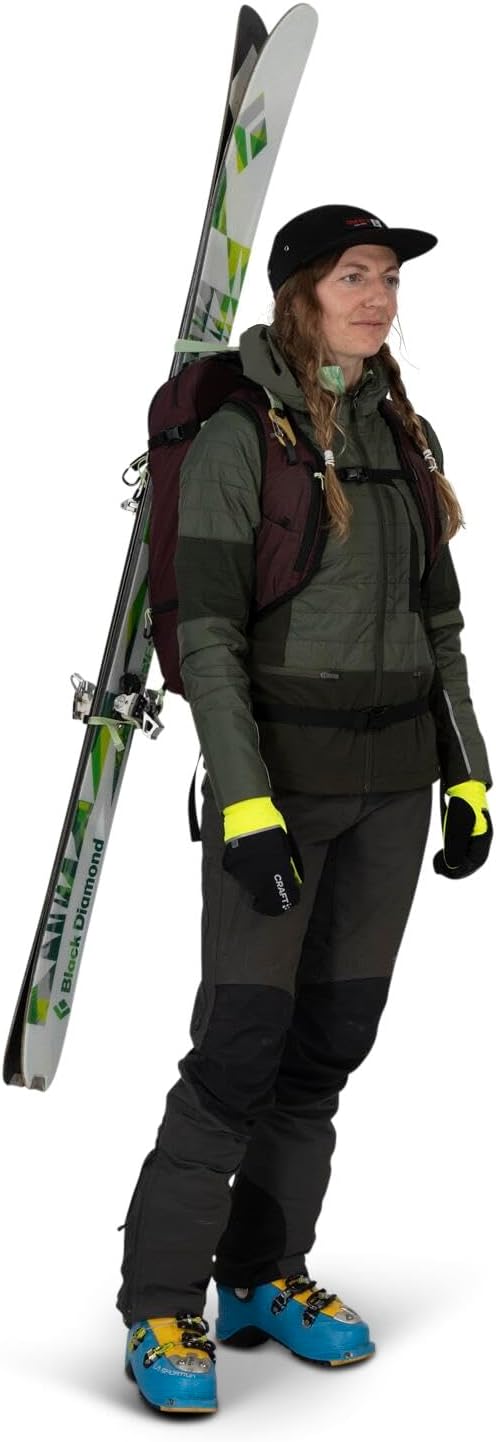 Osprey Firn 18L Ski and Snowboard Backpack Elderberry PurplePeppermint Green SmallMediumSandy GreyTequila Orange