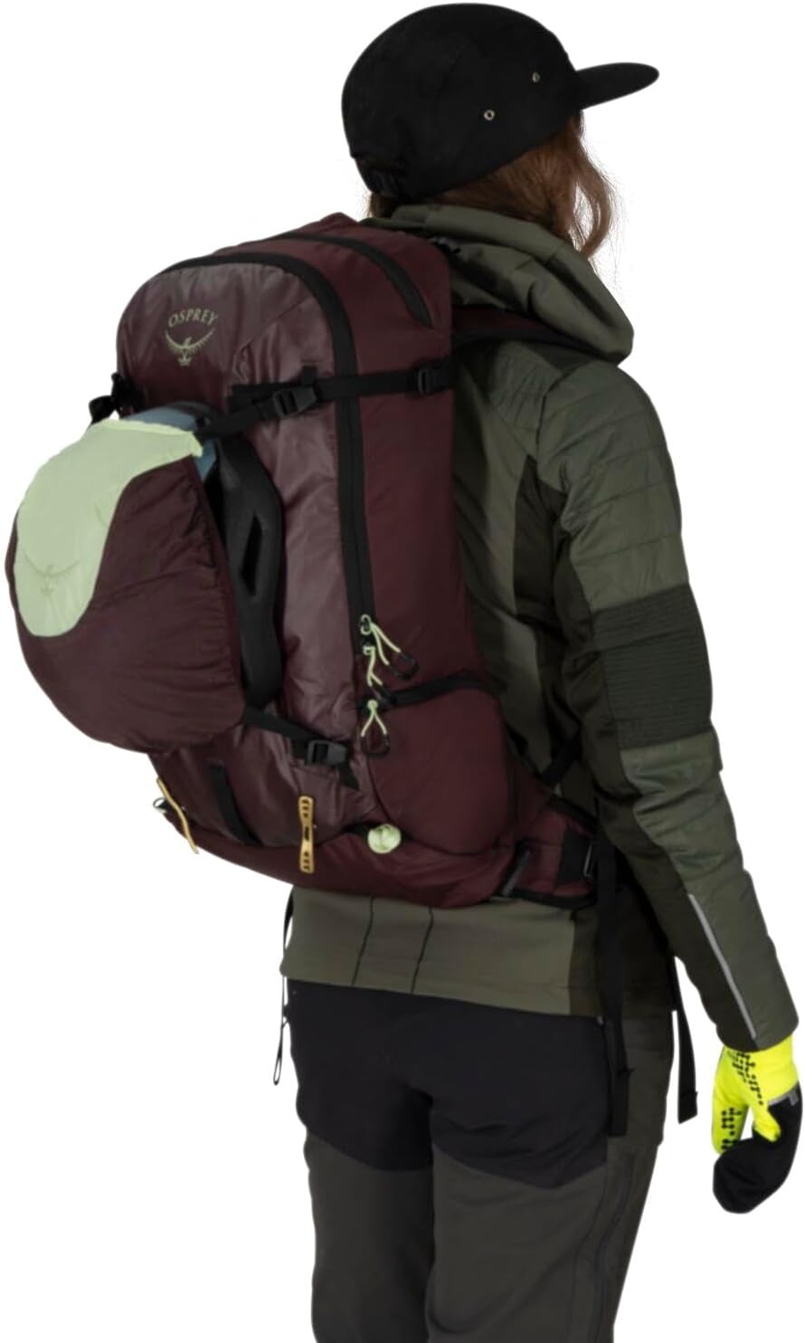 Osprey Firn 18L Ski and Snowboard Backpack Elderberry PurplePeppermint Green SmallMediumSandy GreyTequila Orange