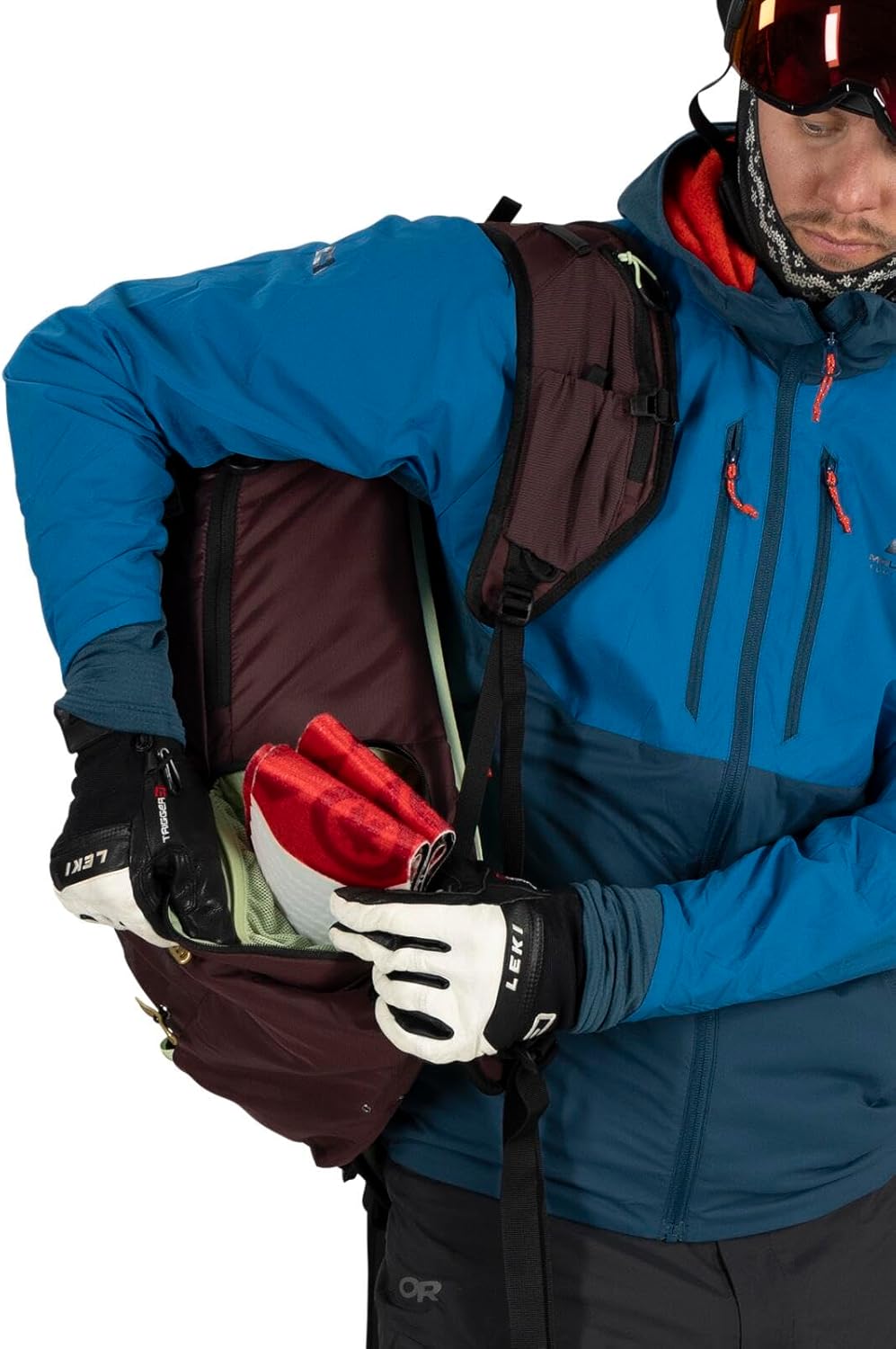 Osprey Firn 18L Ski and Snowboard Backpack Elderberry PurplePeppermint Green SmallMediumSandy GreyTequila Orange