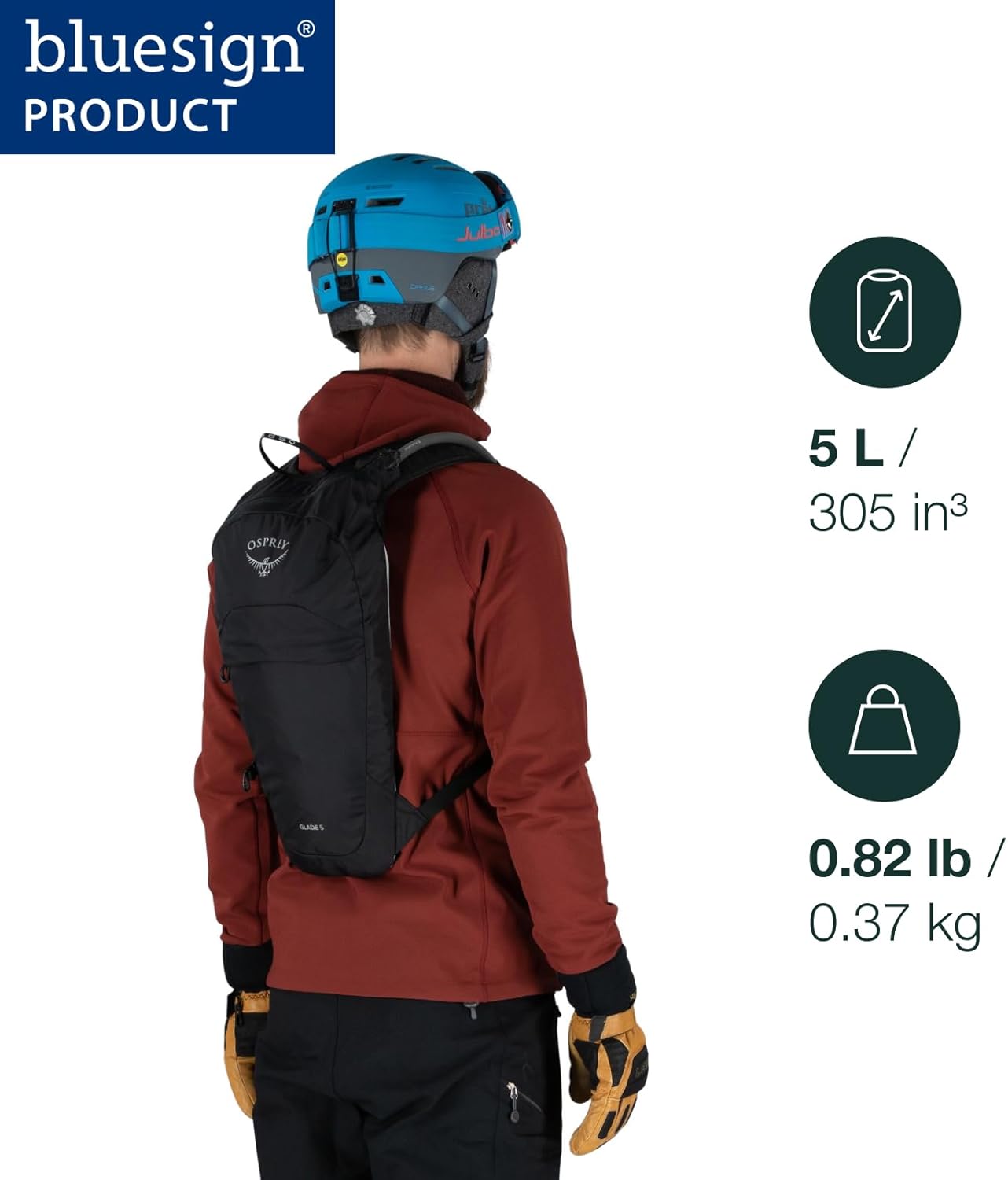 Osprey Glade 5L Ski and Snowboard Backpack with Hydraulics Water Reservoir BlackCelestine Blue
