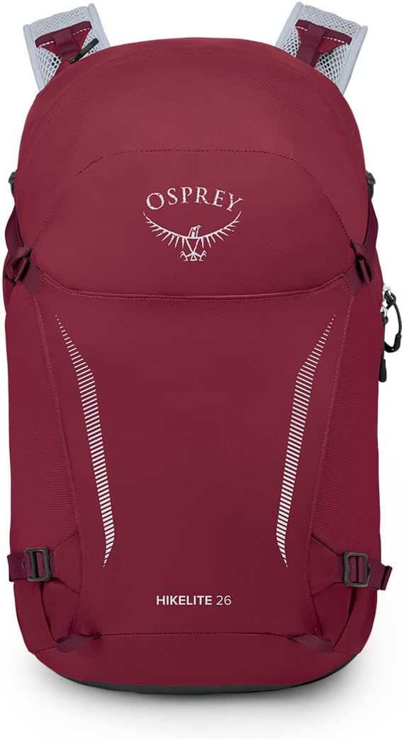 Osprey Hikelite 26L Unisex Hiking Backpack Pine Leaf GreenSangria Red