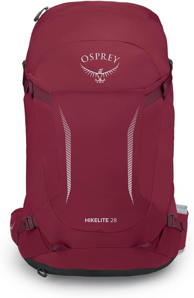 Osprey Hikelite 32L Unisex Hiking Backpack Pine Leaf Green SMSangria Red