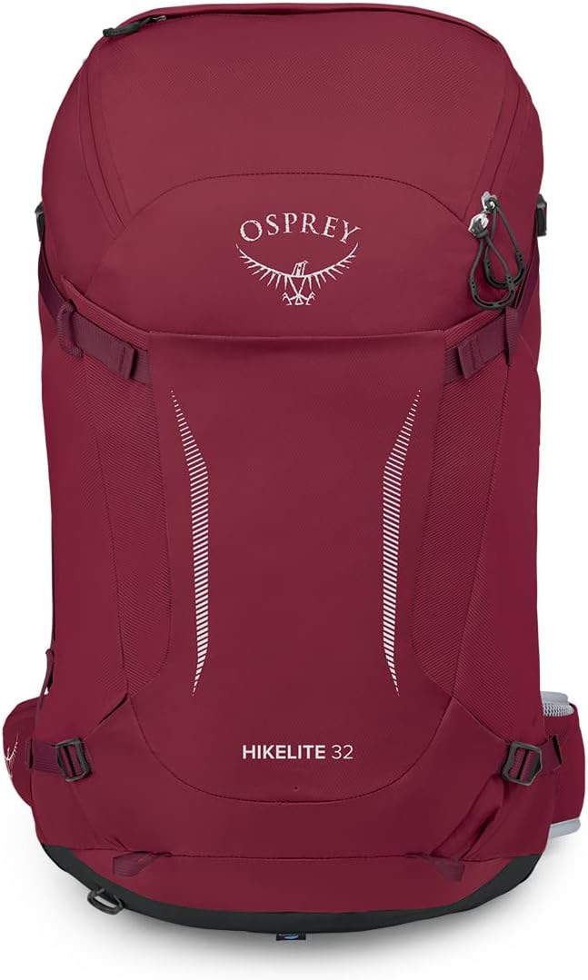 Osprey Hikelite 32L Unisex Hiking Backpack Pine Leaf Green SMSangria Red