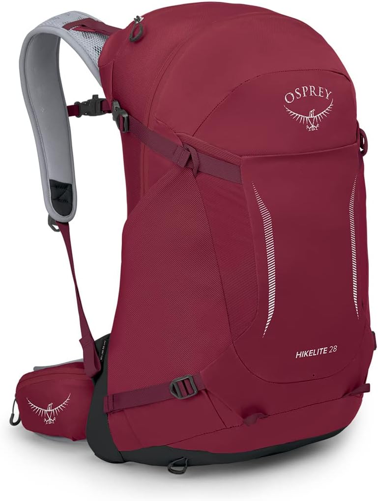 Osprey Hikelite 32L Unisex Hiking Backpack Pine Leaf Green SMSangria Red