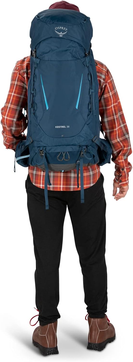 Osprey Kestrel 38L Mens Backpacking Backpack Black SMAtlas Blue