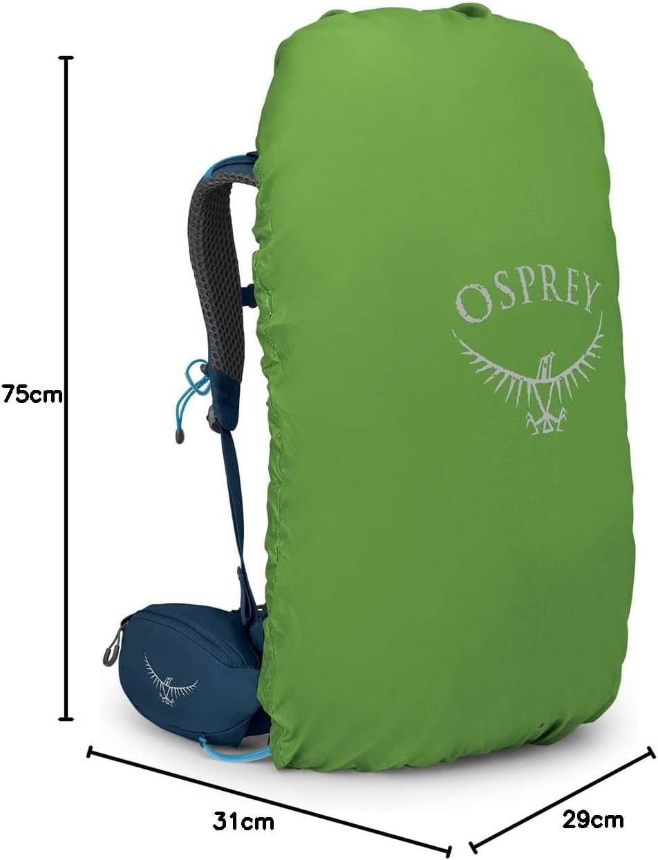 Osprey Kestrel 38L Mens Backpacking Backpack Black SMAtlas Blue
