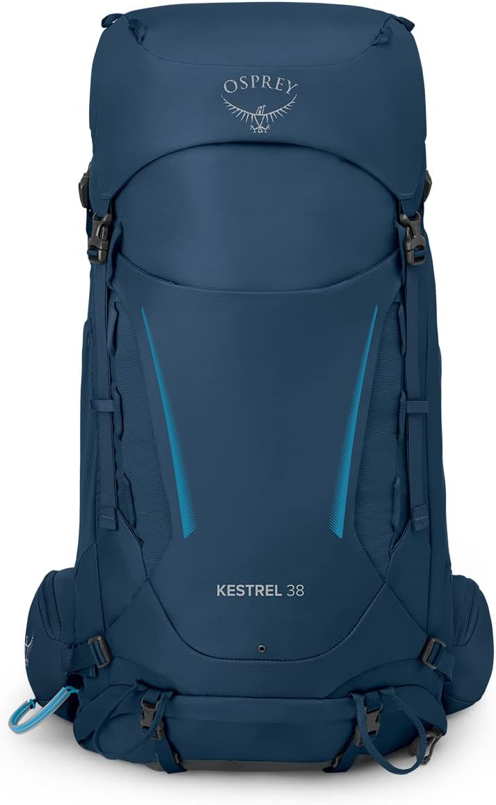 Osprey Kestrel 38L Mens Backpacking Backpack Black SMAtlas Blue