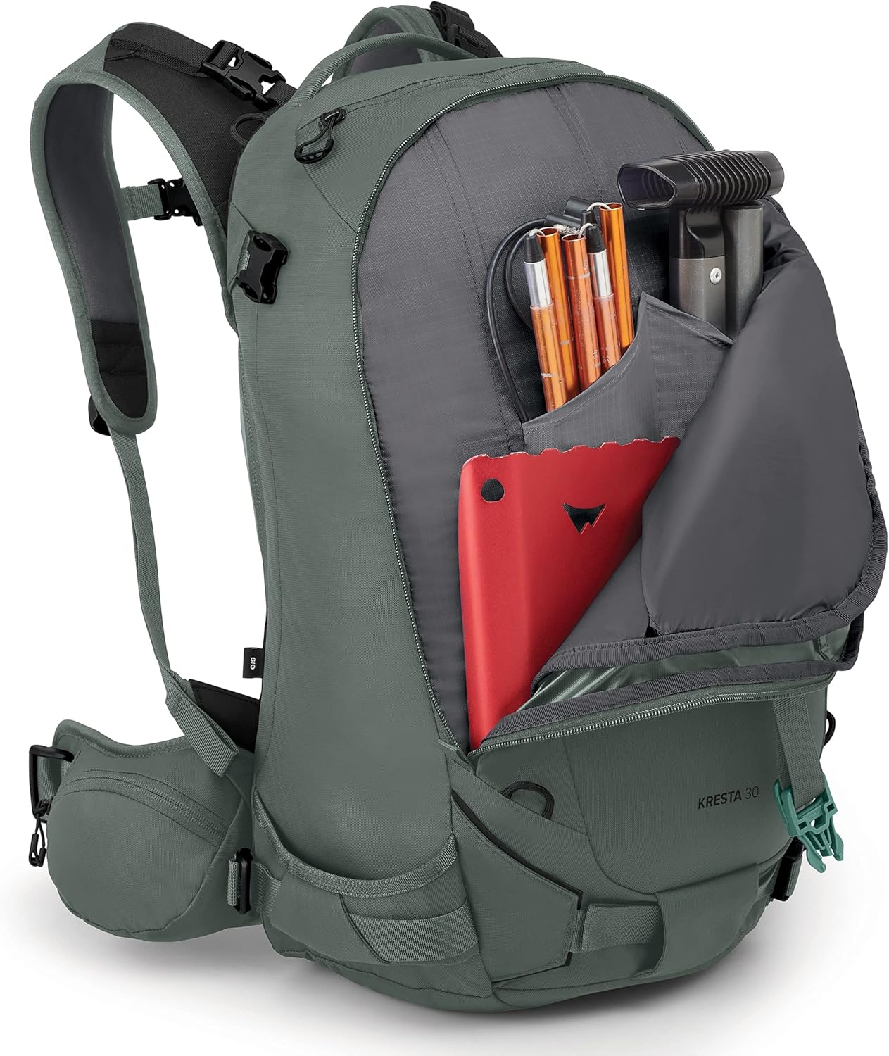 Osprey Kresta 30 Womens Backcountry Ski and Snowboard BackpackPine Leaf Green
