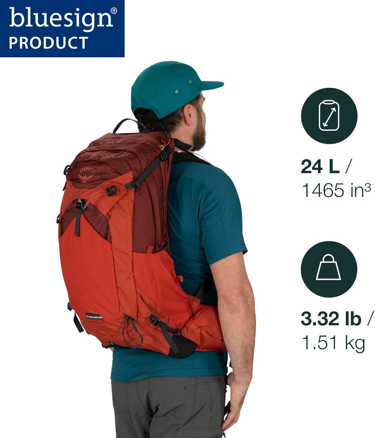 Osprey Manta 34L Mens Hiking Backpack with Hydraulics Reservoir Oak Leaf Orange One SizeOak Leaf Orange