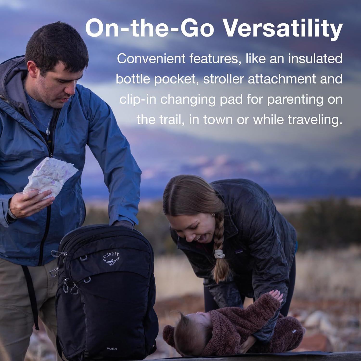 Osprey Poco Changing Backpack with Clipin Changing Pad Tan ConcreteBlack
