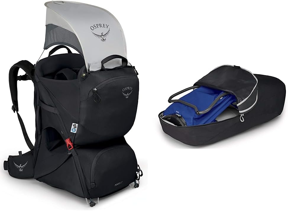 Osprey Poco LT Lightweight Child Carrier and Backpack for Travel Deep Teal Minimum load 238lbs  Maximum load 485lbsStarry Black