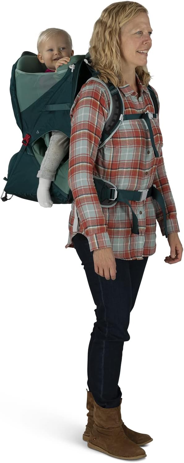 Osprey Poco LT Lightweight Child Carrier and Backpack for Travel Deep Teal Minimum load 238lbs  Maximum load 485lbsTungsten Grey