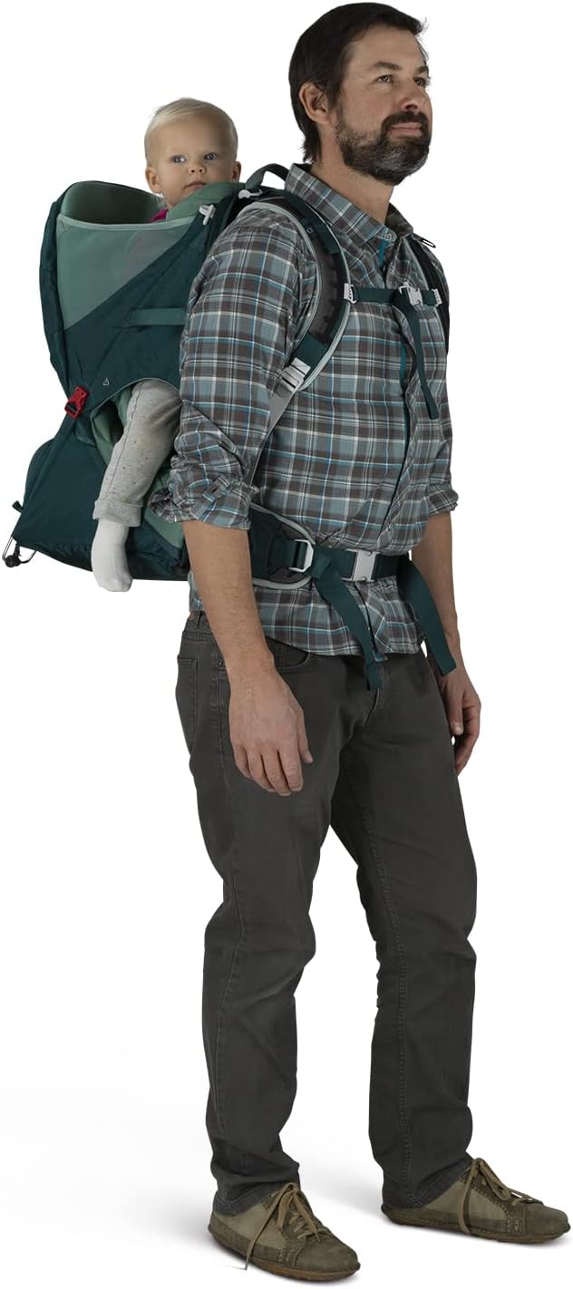 Osprey Poco LT Lightweight Child Carrier and Backpack for Travel Deep Teal Minimum load 238lbs  Maximum load 485lbsTungsten Grey