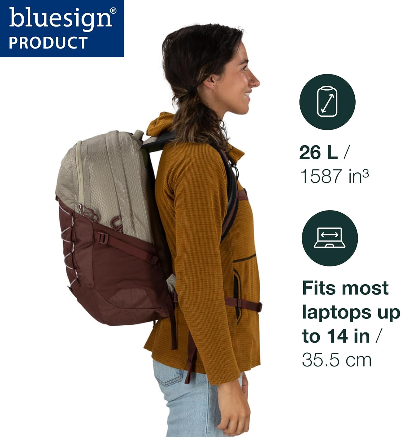 Osprey Quasar Commuter Backpack BlackGreen TunnelBrindle Brown