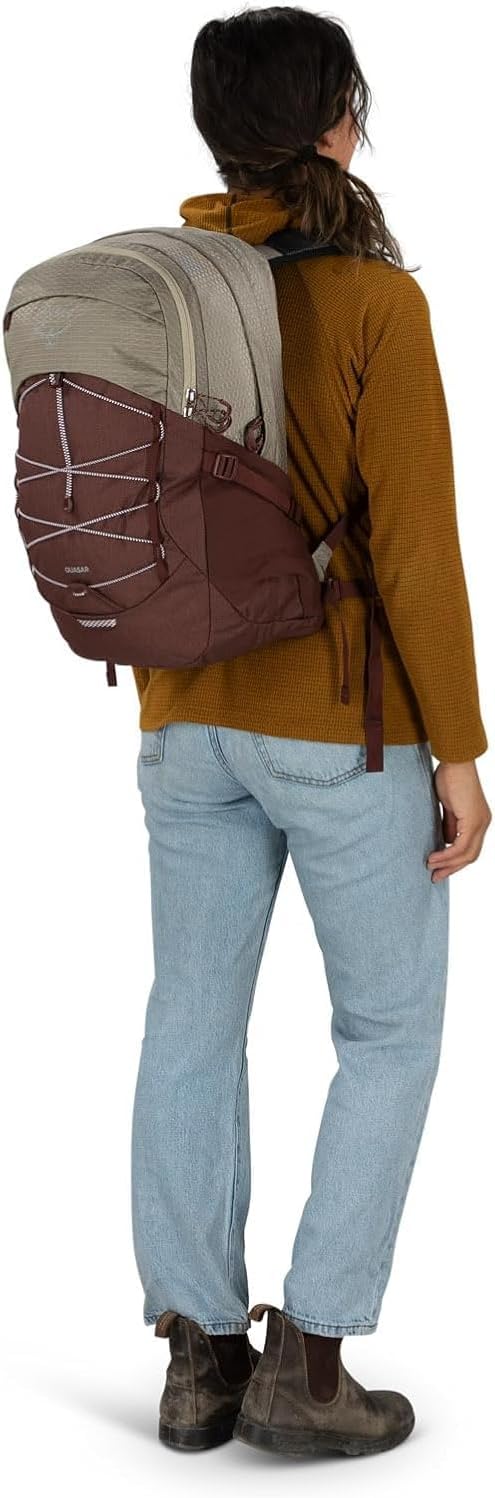 Osprey Quasar Commuter Backpack BlackSawdust TanRaisin Red