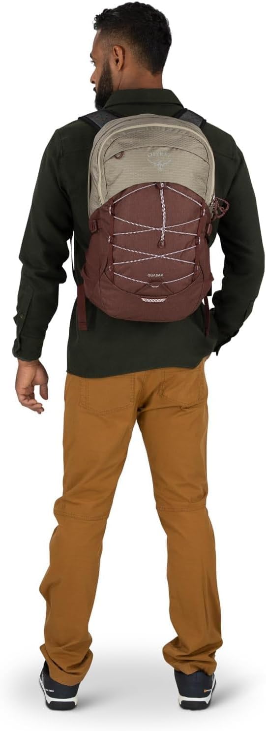 Osprey Quasar Commuter Backpack BlackSawdust TanRaisin Red