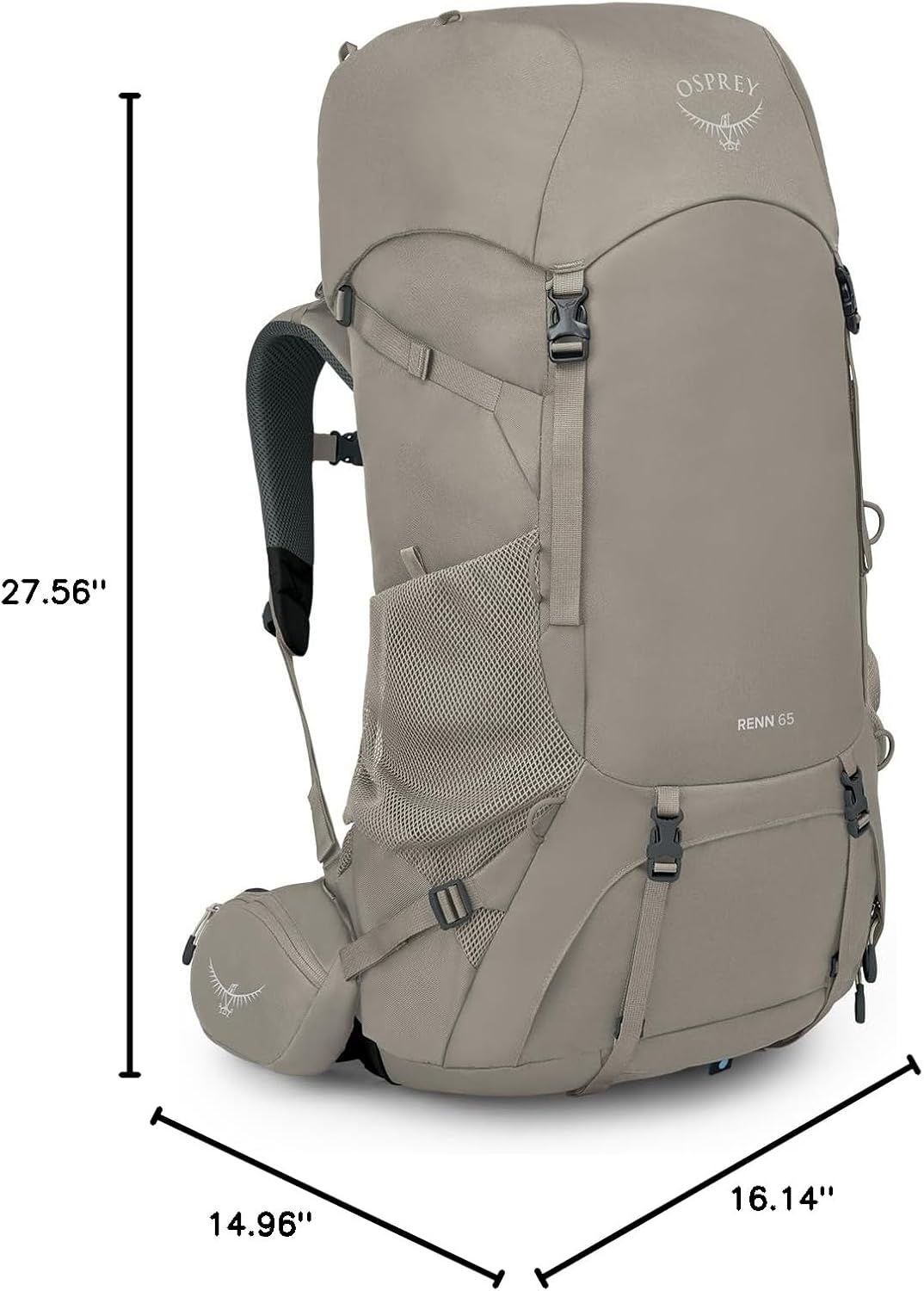 Osprey Renn 65L Womens Backpacking Backpack Cascade BlueMelon OrangePediment GreyLinen Tan