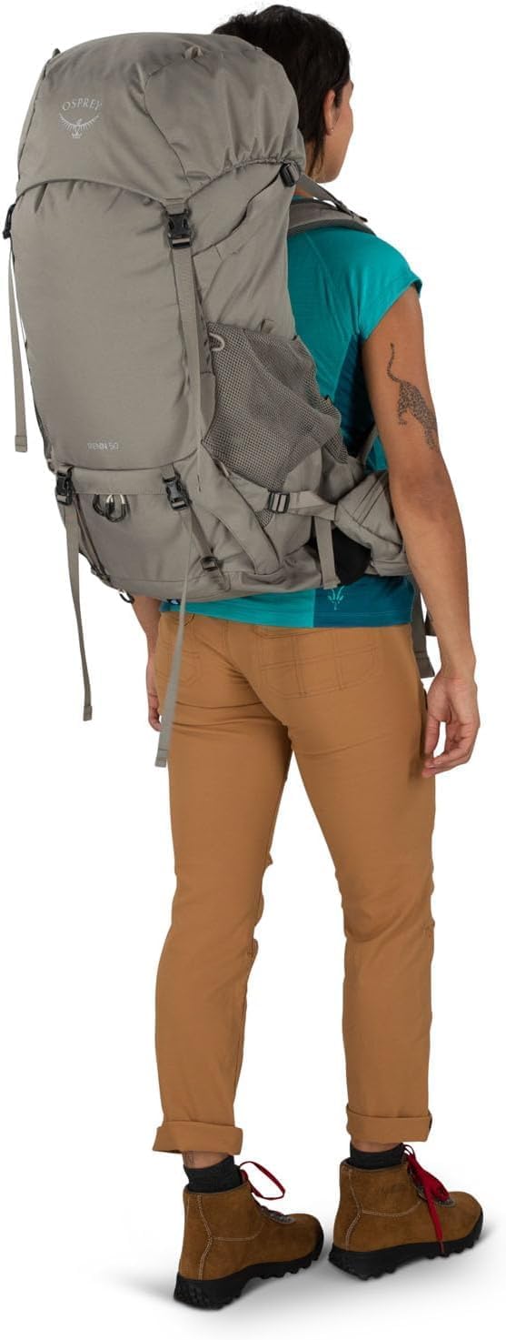 Osprey Renn 65L Womens Backpacking Backpack Cascade BlueMelon OrangePediment GreyLinen Tan