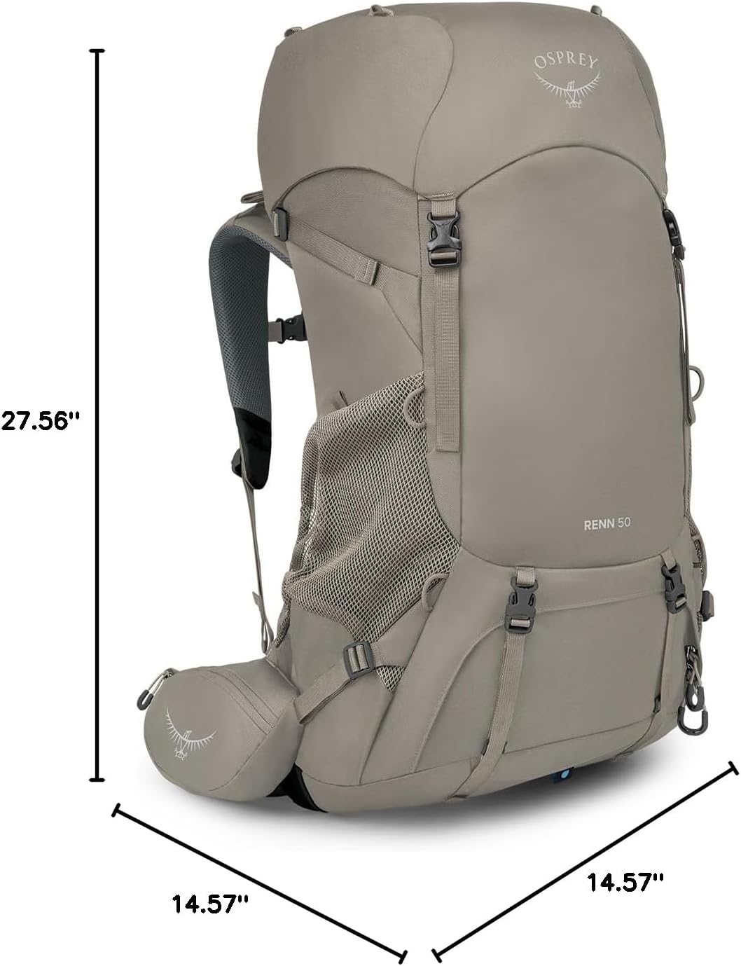 Osprey Renn 65L Womens Backpacking Backpack Cascade BlueMelon OrangePediment GreyLinen Tan