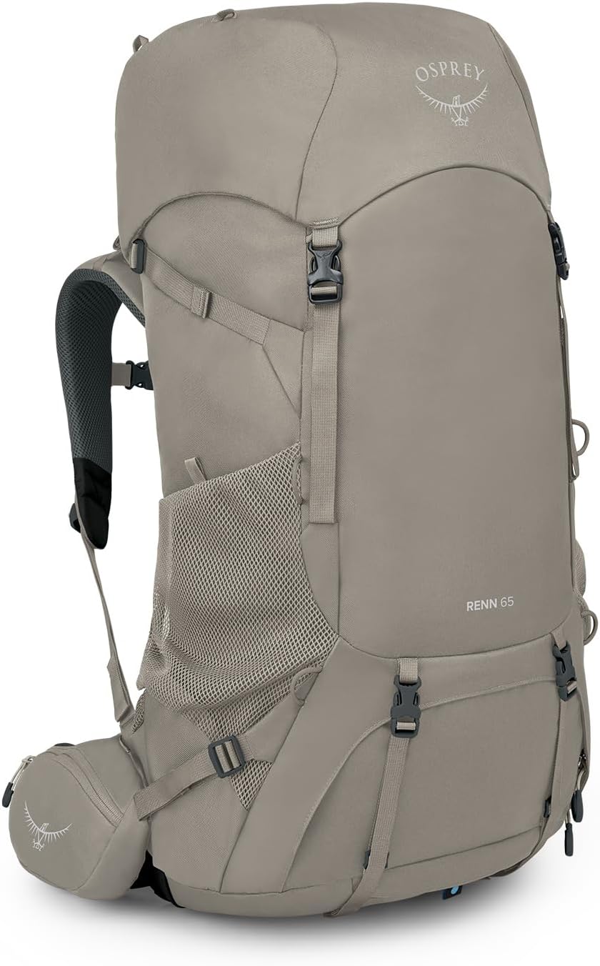 Osprey Renn 65L Womens Backpacking Backpack Cascade BlueMelon OrangePediment GreyLinen Tan