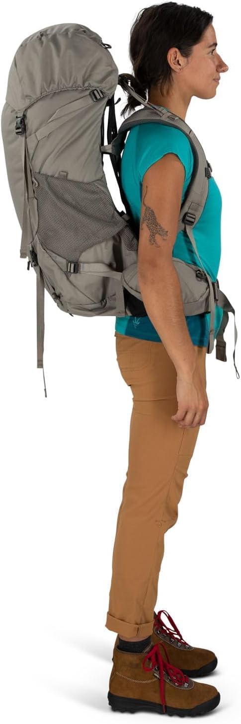 Osprey Renn 65L Womens Backpacking Backpack Cascade BlueMelon OrangePediment GreyLinen Tan
