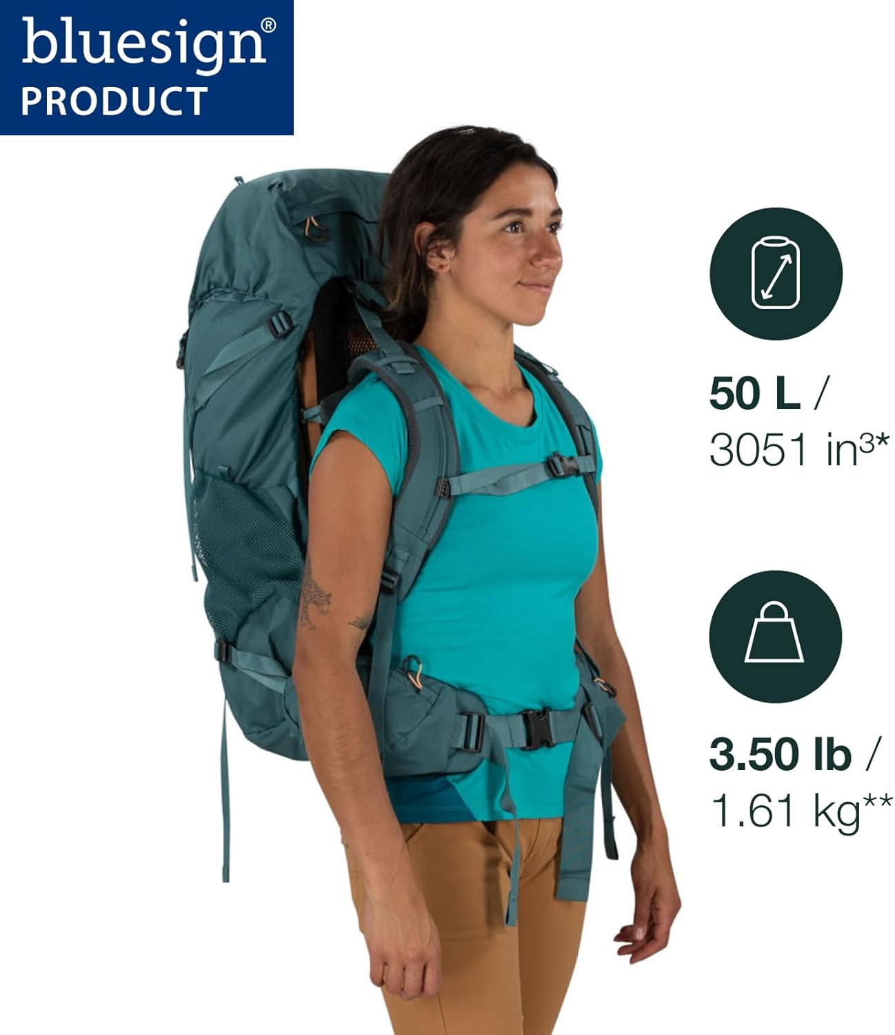 Osprey Renn 65L Womens Backpacking Backpack Cascade BlueMelon OrangePediment GreyLinen Tan