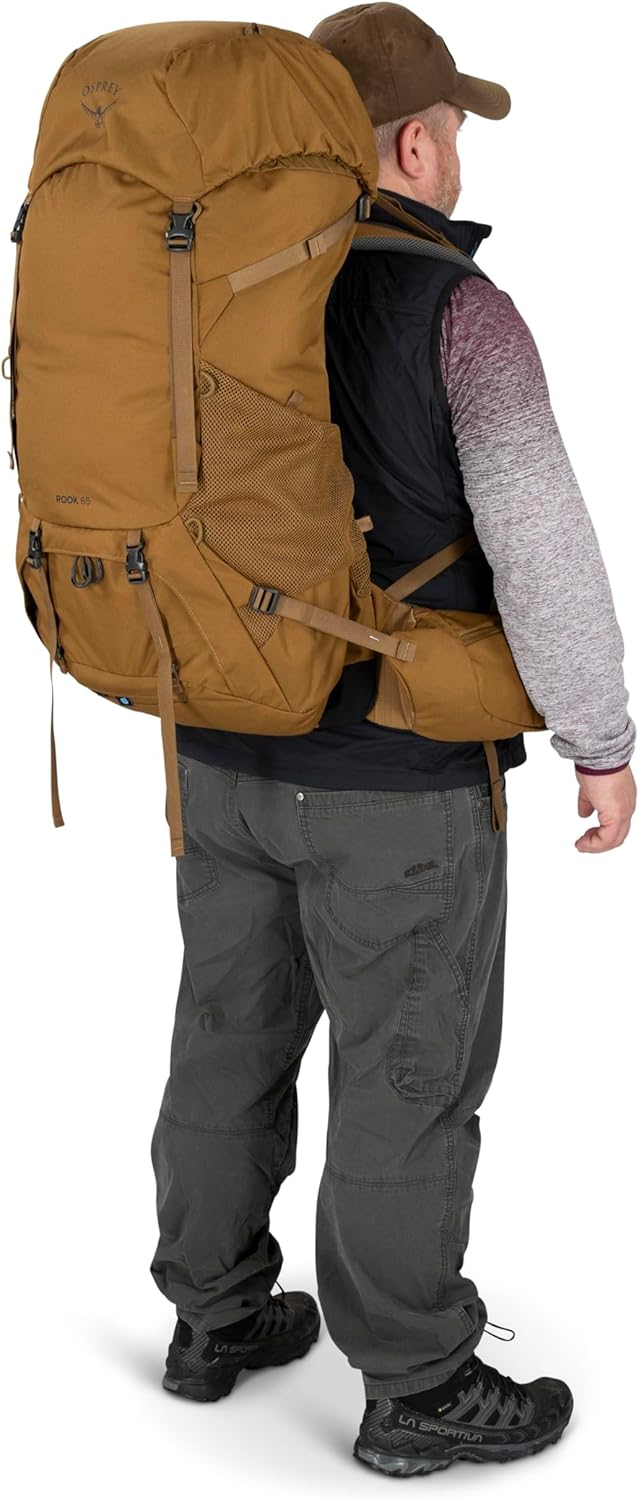 Osprey Rook 65L Mens Backpacking Backpack Dark CharcoalSilver Lining Extended FitDark CharcoalSilver Lining