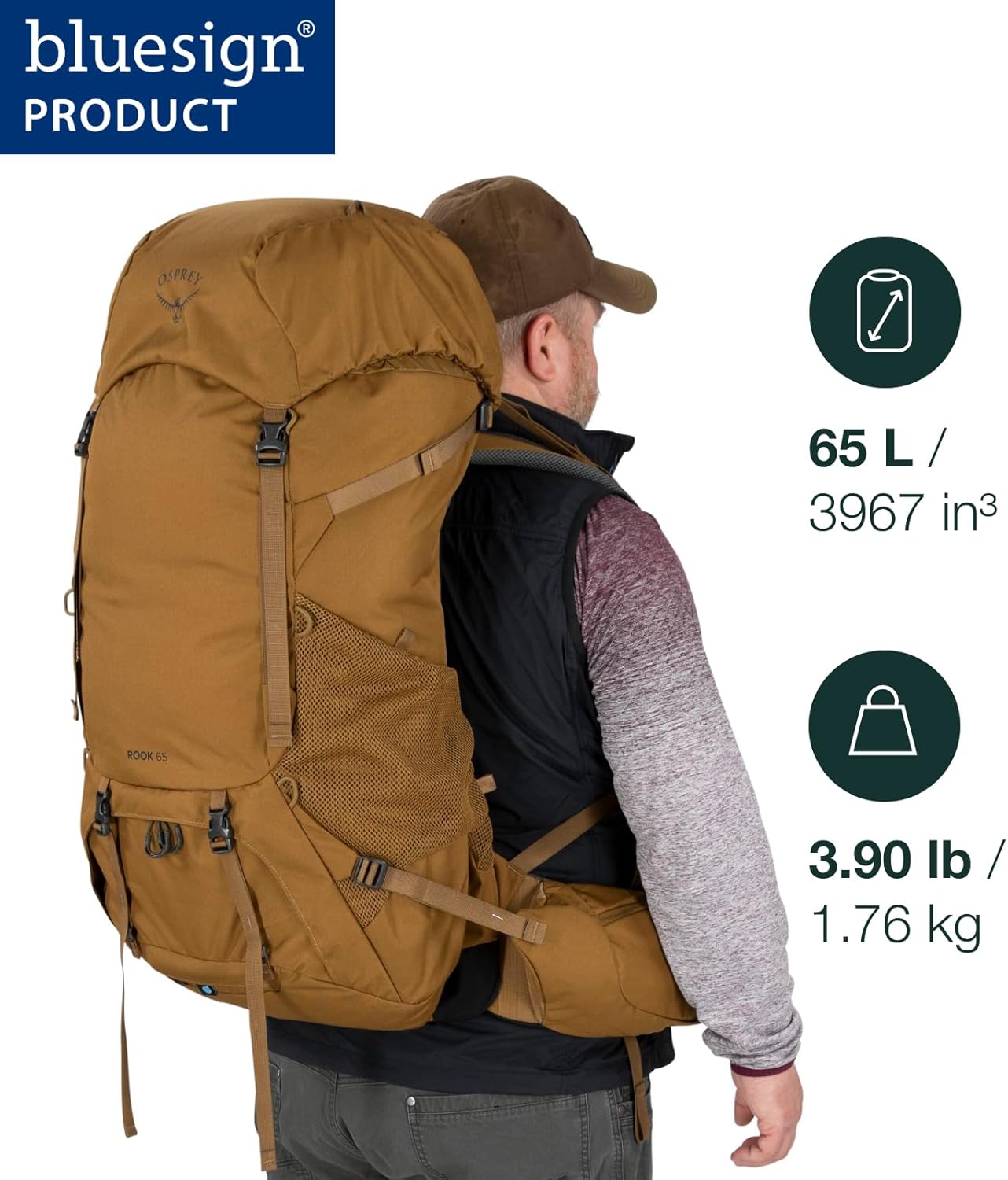 Osprey Rook 65L Mens Backpacking Backpack Dark CharcoalSilver Lining Extended FitDark CharcoalSilver Lining