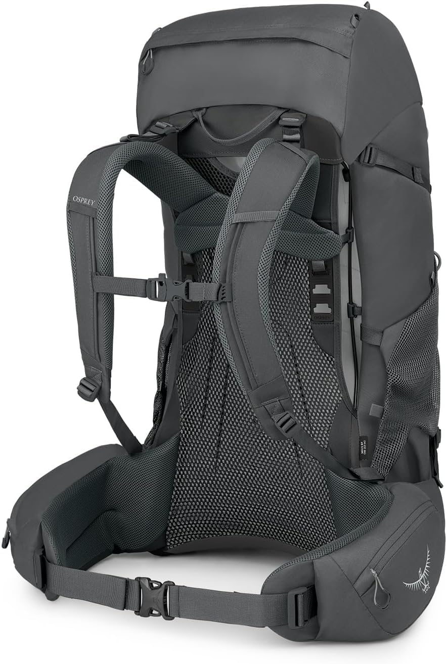 Osprey Rook 65L Mens Backpacking Backpack Dark CharcoalSilver Lining Extended FitDark CharcoalSilver Lining