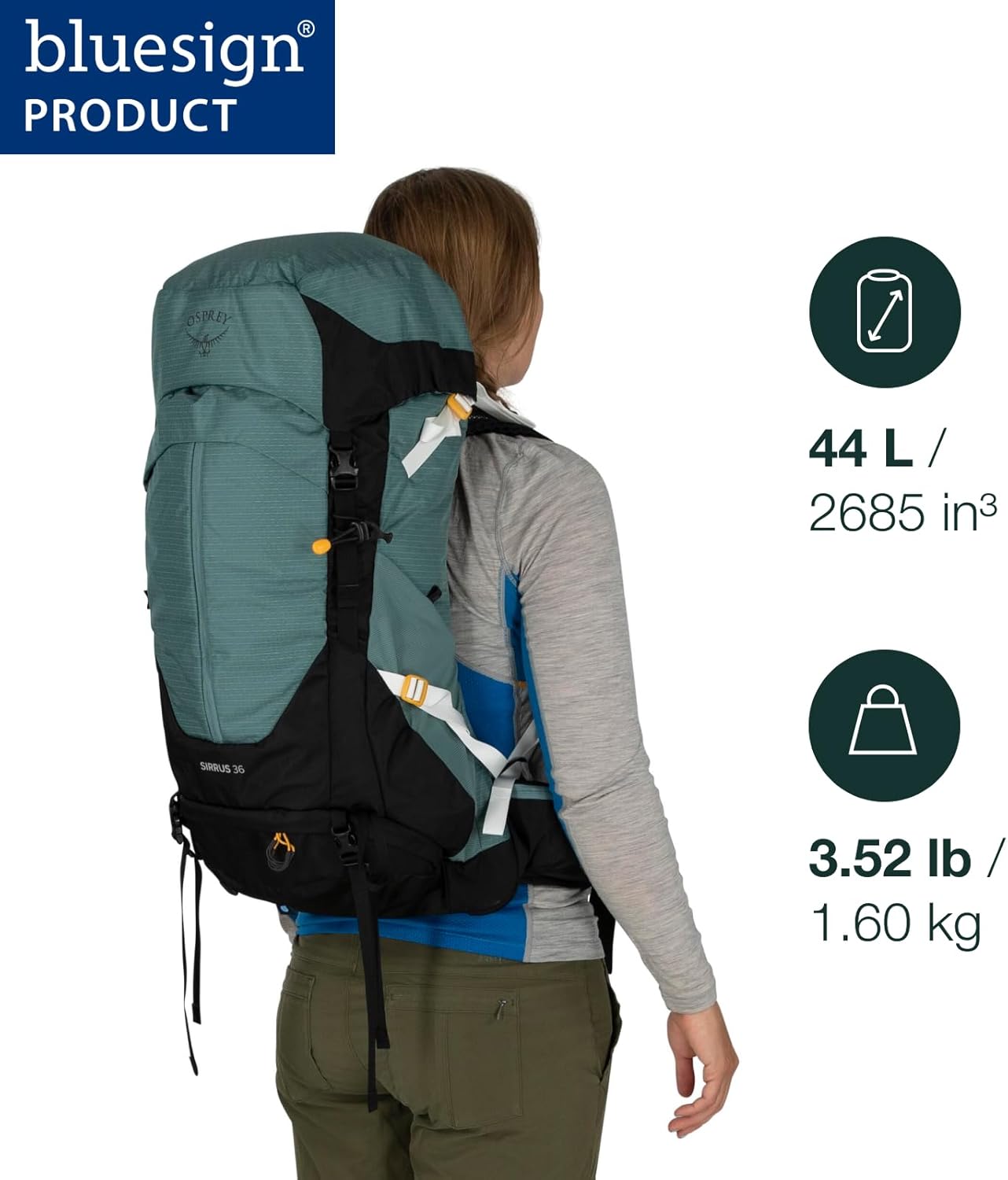 Osprey Sirrus 24L Womens Hiking Backpack Tunnel Vision GreyMuted Space Blue