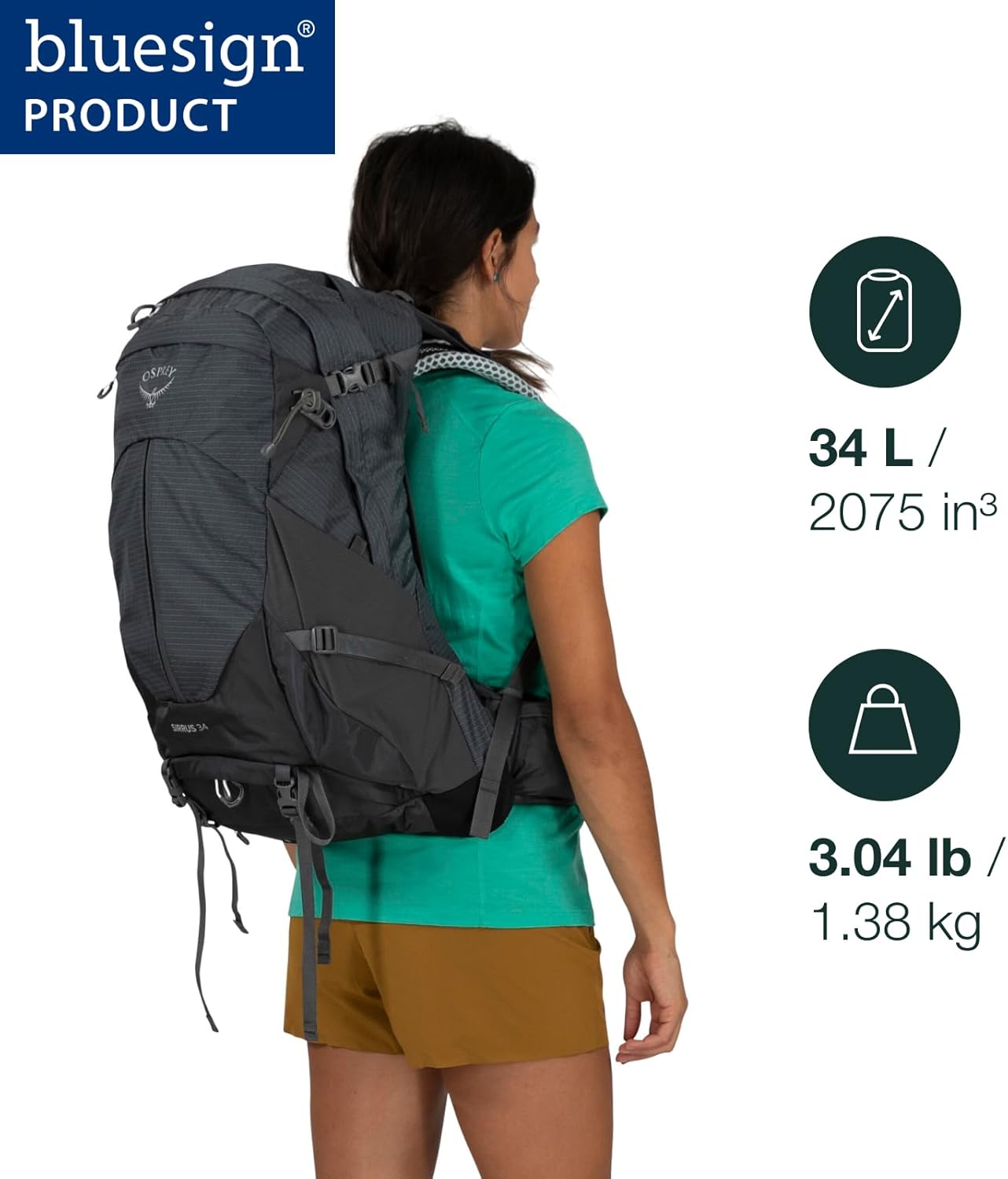 Osprey Sirrus 24L Womens Hiking Backpack Tunnel Vision GreySucculent Green