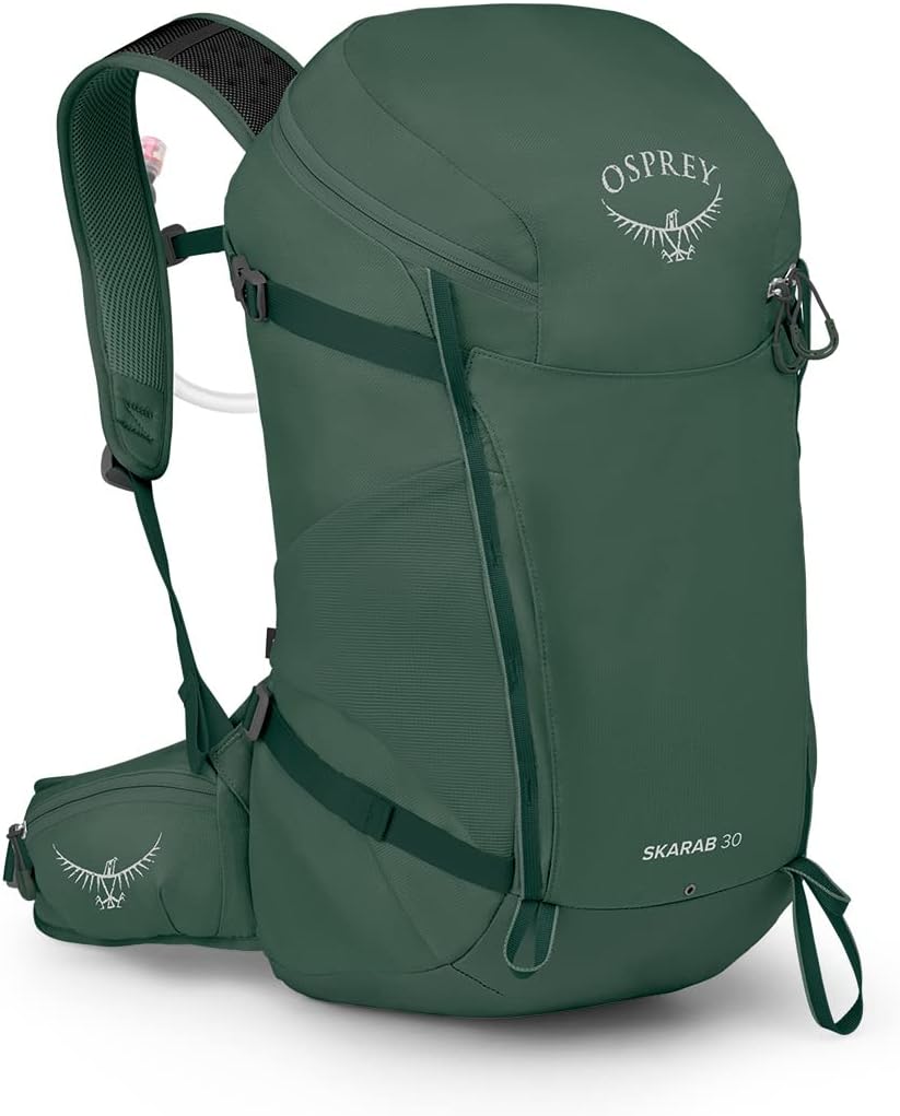 Osprey Skarab Mens Hiking Backpack with Hydraulics ReservoirTundra Green