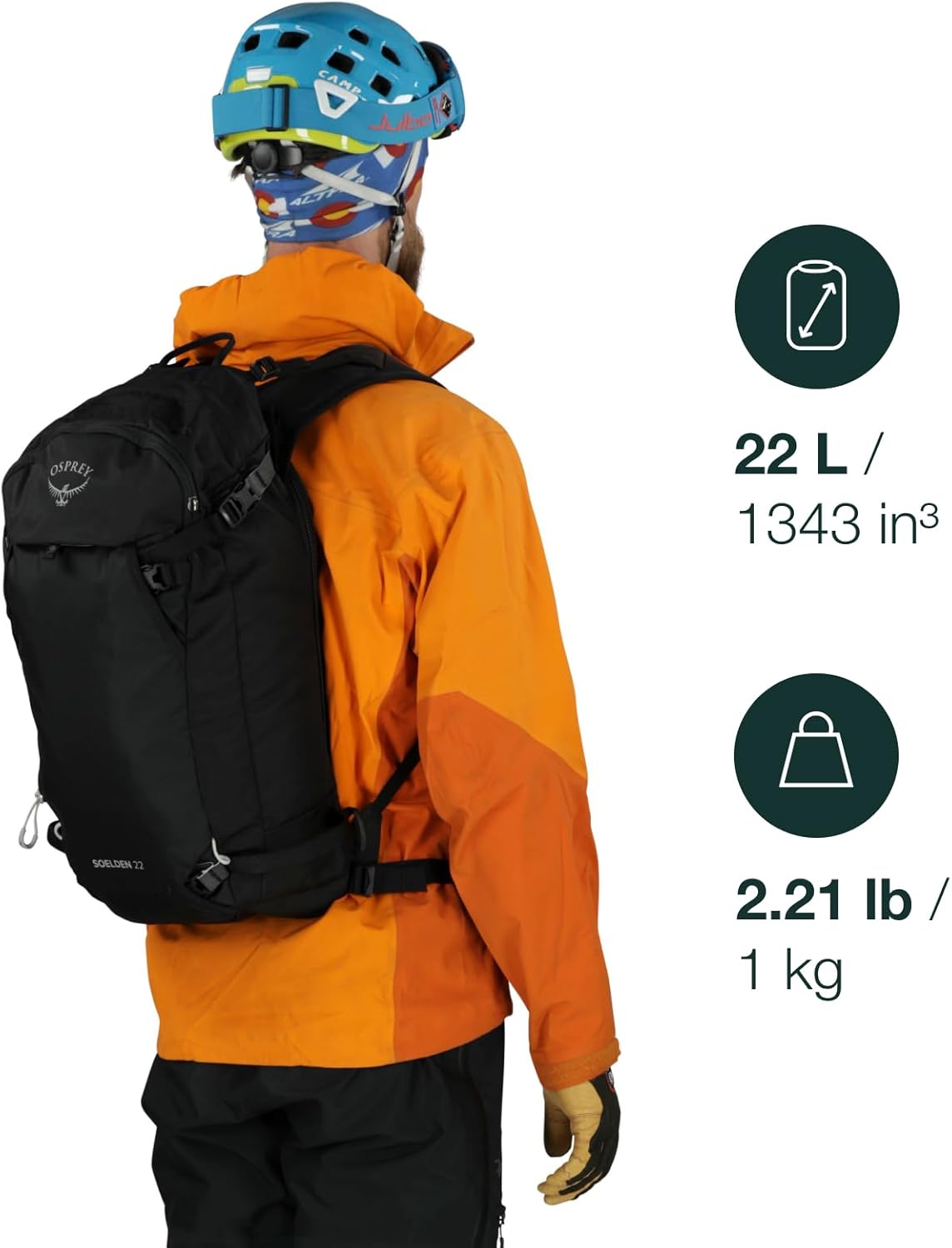Osprey Soelden 42L Mens Ski and Snowboard Backpack BlackArtisan Yellow