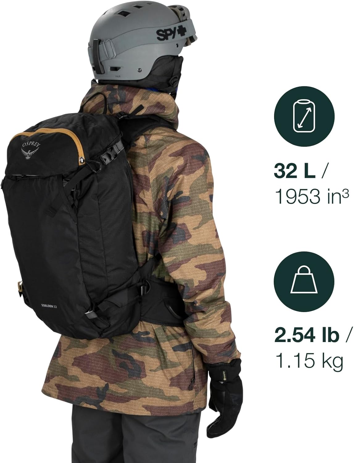 Osprey Soelden 42L Mens Ski and Snowboard Backpack BlackArtisan Yellow