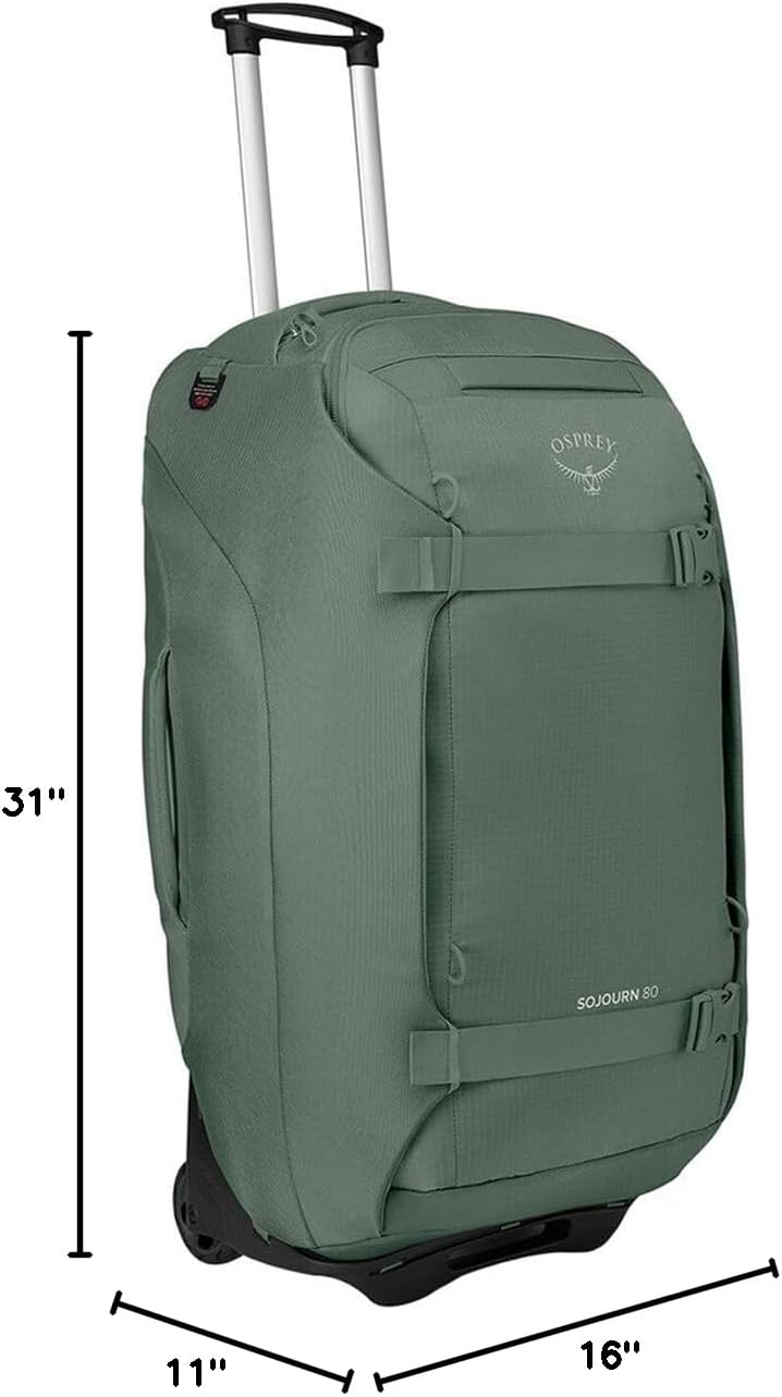 Osprey Sojourn 22quot45L Wheeled Travel Backpack with Harness Koseret GreenKoseret Green