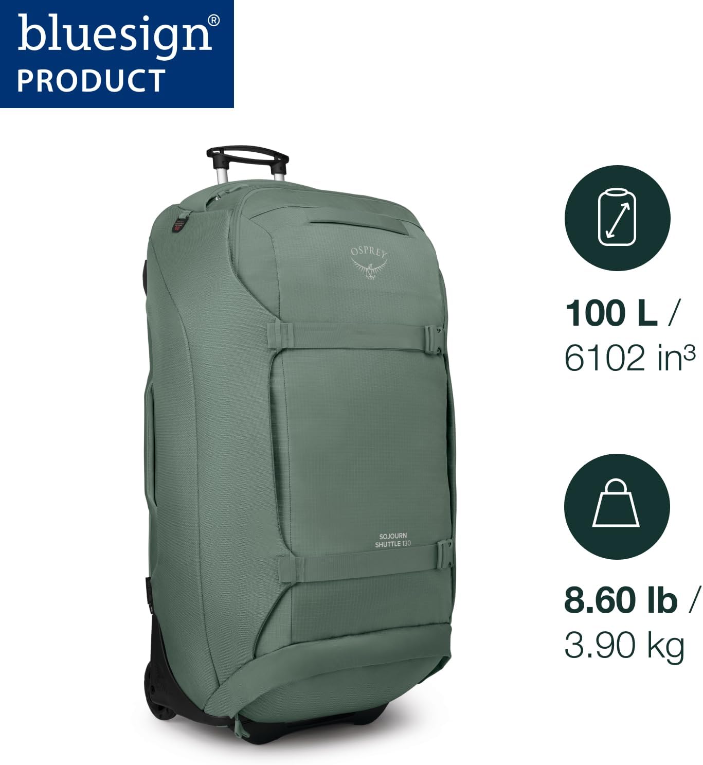 Osprey Sojourn Shuttle 30quot100L Wheeled Duffel Luggage Koseret GreenKoseret Green