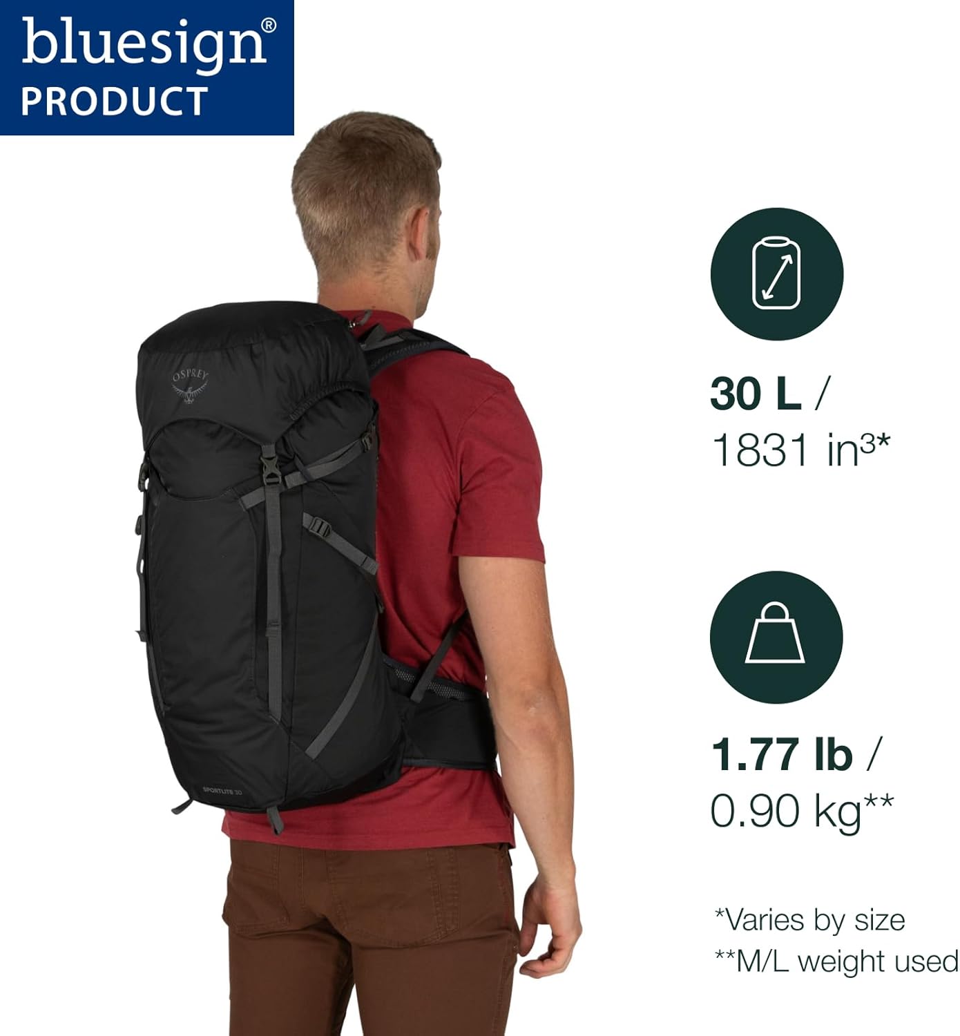 Osprey Sportlite 30L Unisex Hiking BackpackDark Charcoal Grey