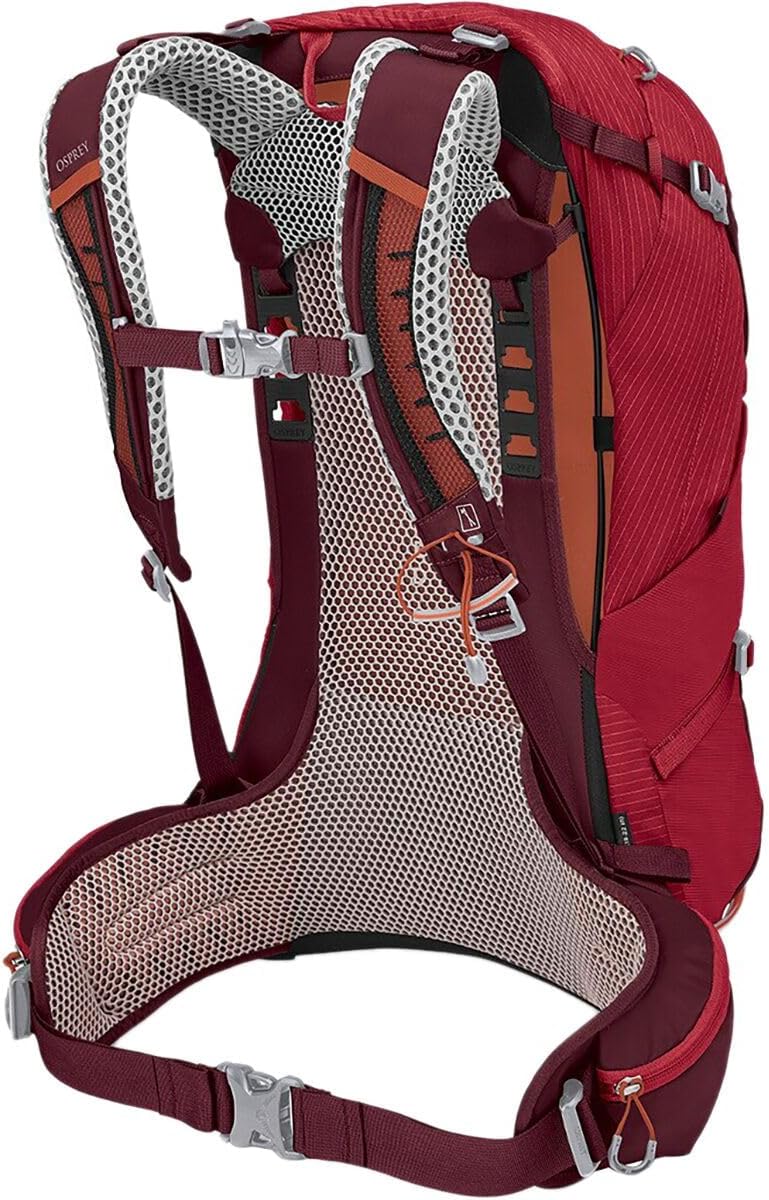 Osprey Stratos 44L Mens Hiking Backpack Cetacean BluePoinsettia Red