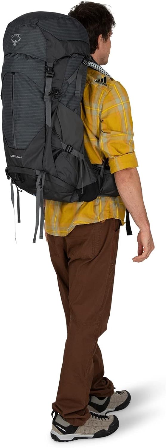 Osprey Stratos 44L Mens Hiking Backpack Cetacean BlueTunnel Vision Grey