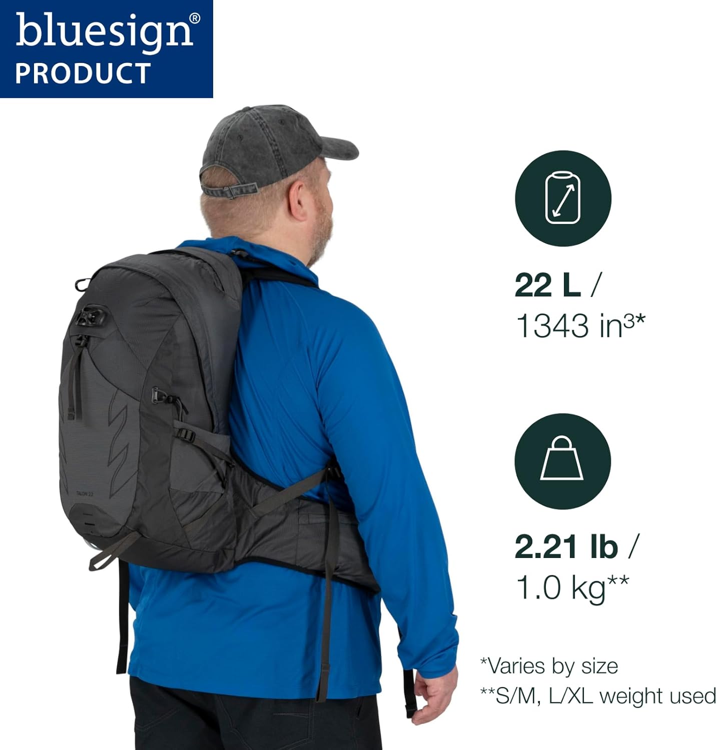 Osprey Talon 22L Mens Hiking Backpack with Hipbelt Green BeltBlack LXLCeramic Blue