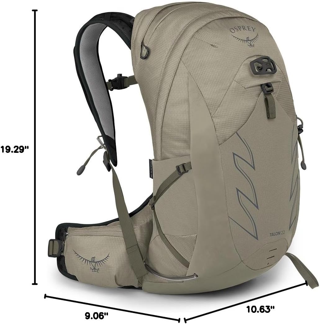 Osprey Talon 22L Mens Hiking Backpack with Hipbelt Green BeltBlack LXLSawdustEarl Grey