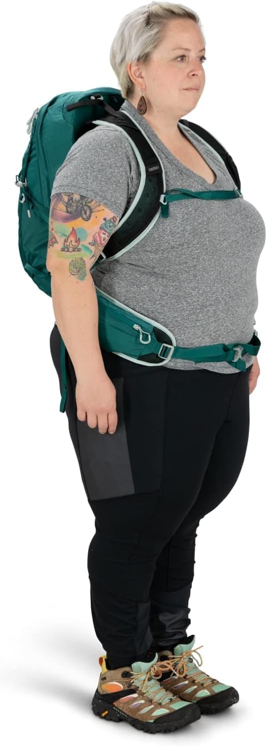 Osprey Tempest 20L Womens Hiking Backpack with Hipbelt Stealth Black WMLJasper Green