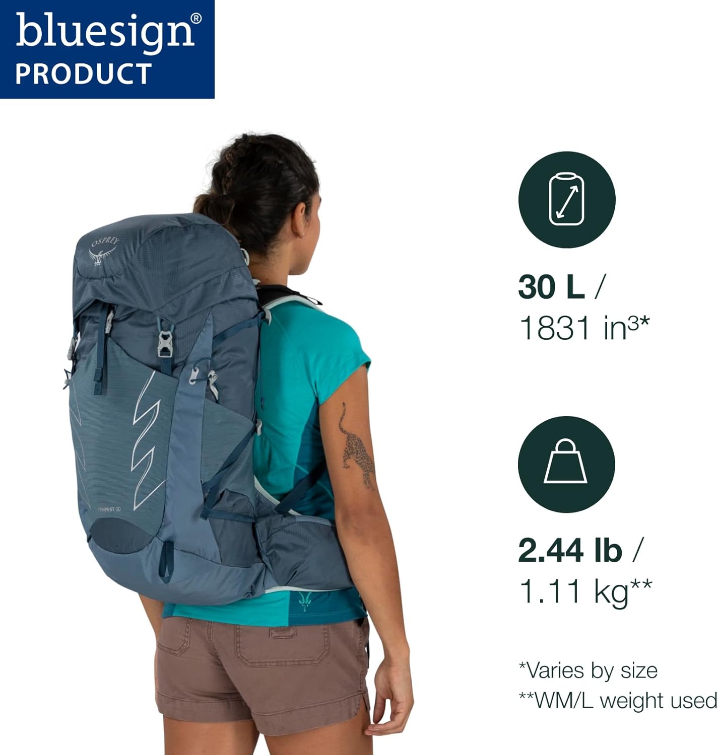 Osprey Tempest 30L Womens Hiking Backpack with Hipbelt Jasper Green WXSSTidalAtlas