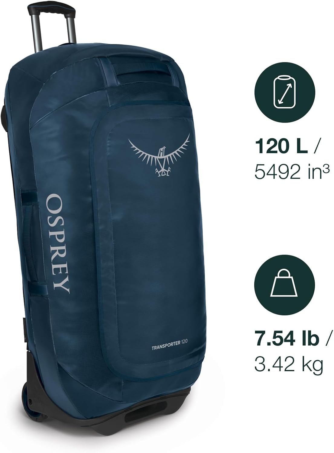Osprey Transporter 120L Wheeled Travel Duffel Bag BlackVenturi Blue