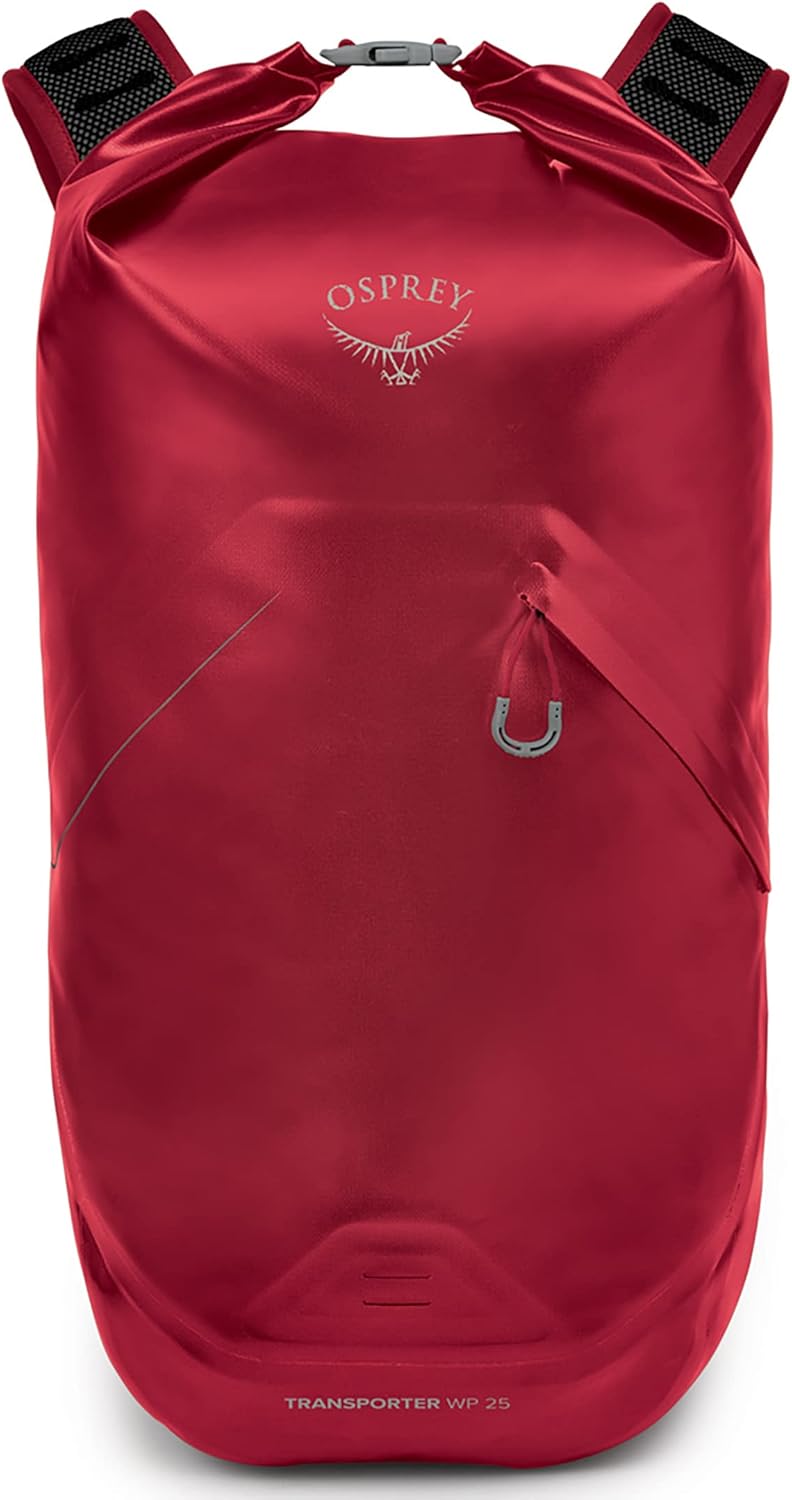 Osprey Transporter 30L Roll Top Waterproof Laptop Backpack BlackPoinsetta Red