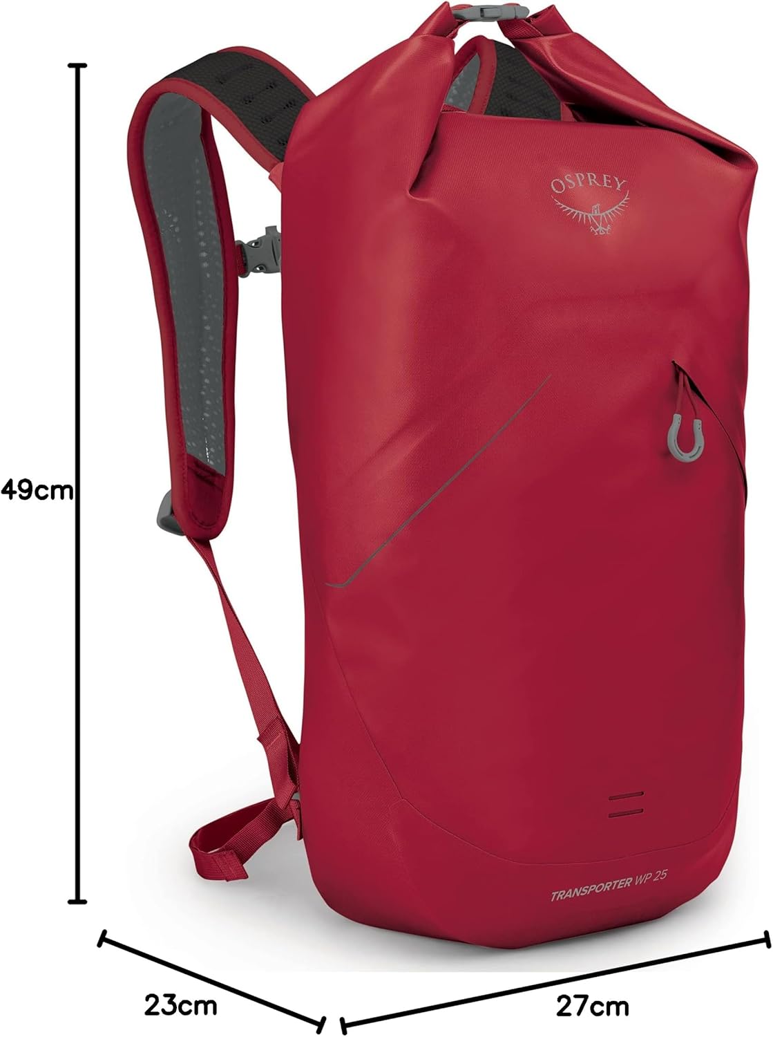 Osprey Transporter 30L Roll Top Waterproof Laptop Backpack BlackPoinsetta Red