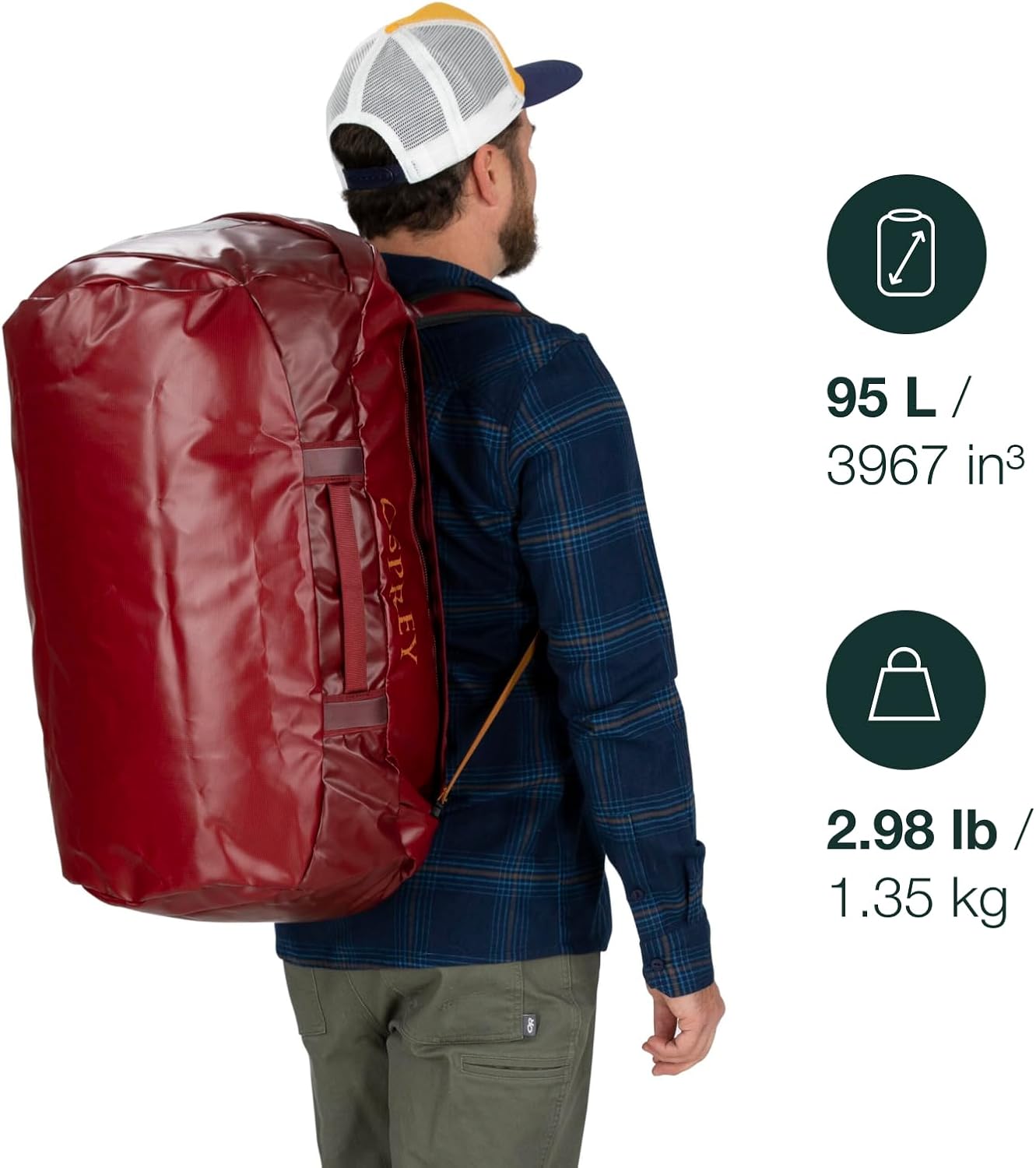 Osprey Transporter 40L Travel Duffel Bag BlackTan Concrete