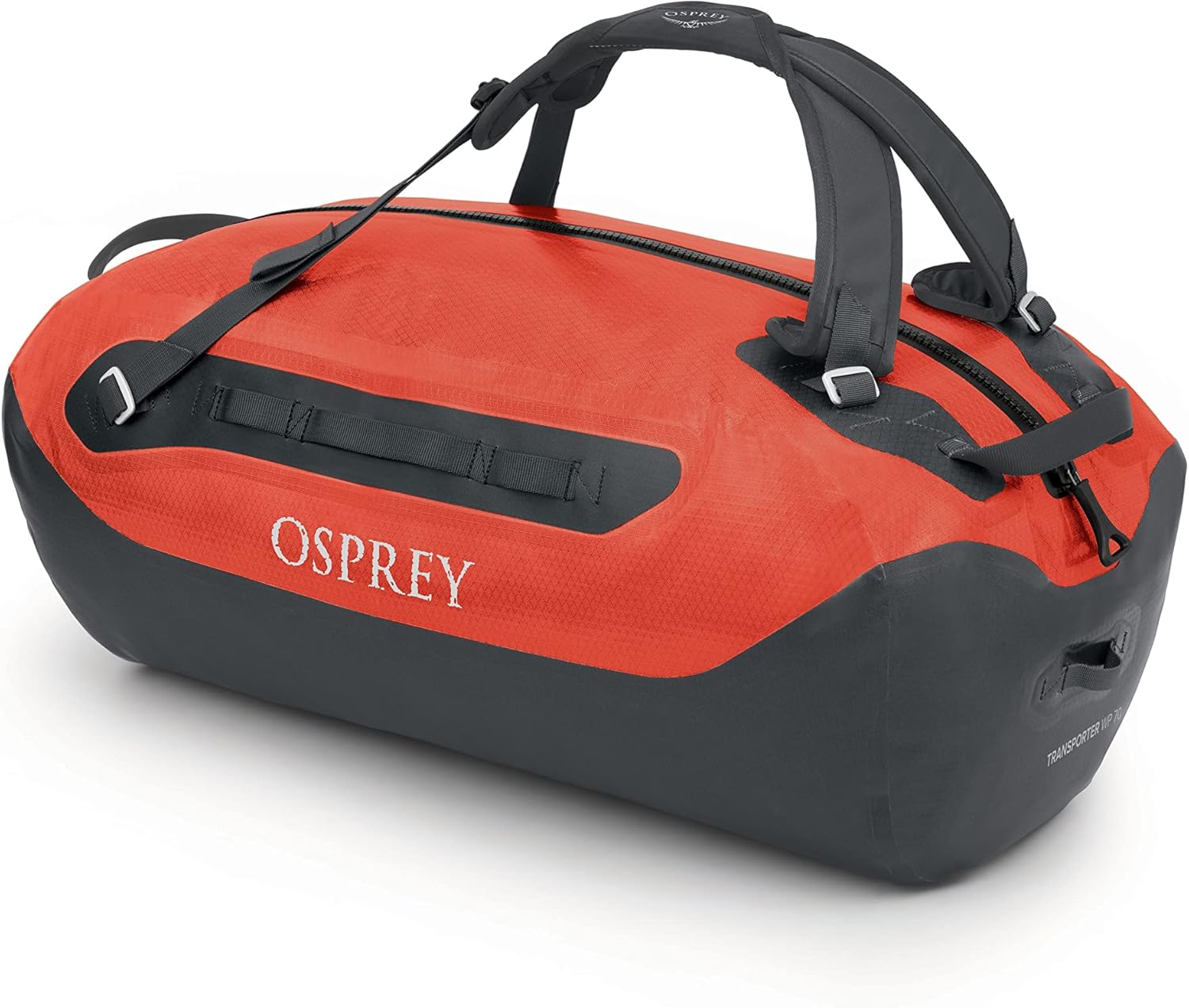 Osprey Transporter Waterproof 100L Duffel Bag Tunnel Vision GreyMars Orange