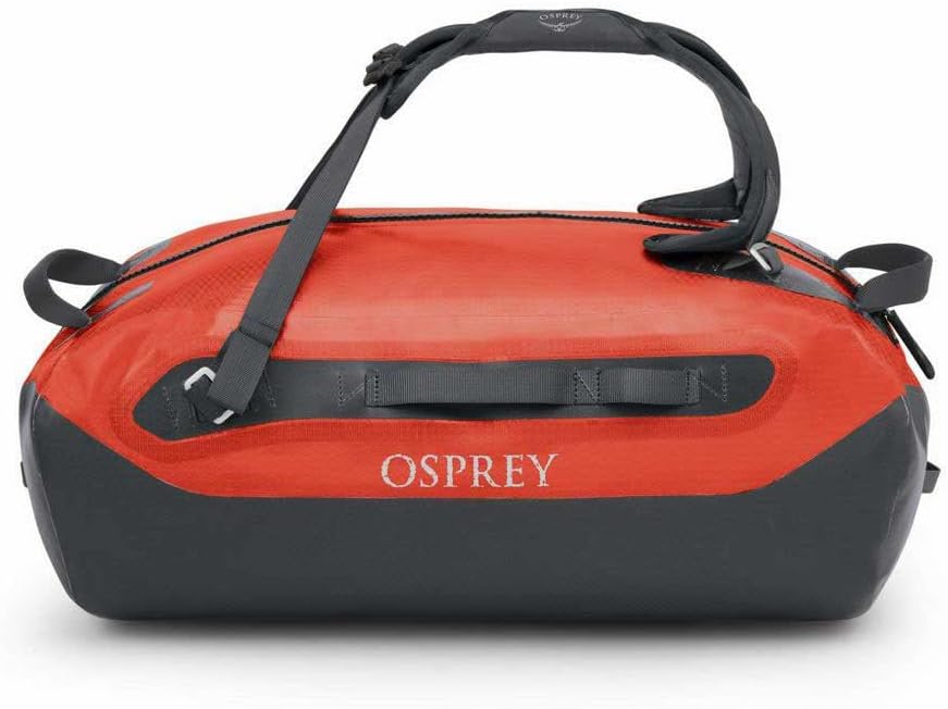 Osprey Transporter Waterproof 100L Duffel Bag Tunnel Vision GreyMars Orange